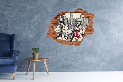 3D wall hole wallpaper Jazz scene in the city
