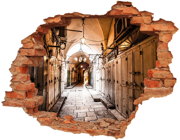 3D wall hole wallpaper The charm of the old bazaar
