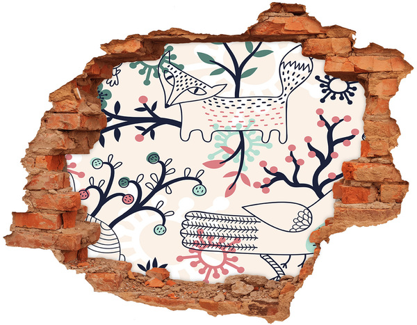Hole in the wall decal Floral pattern with elements of nature