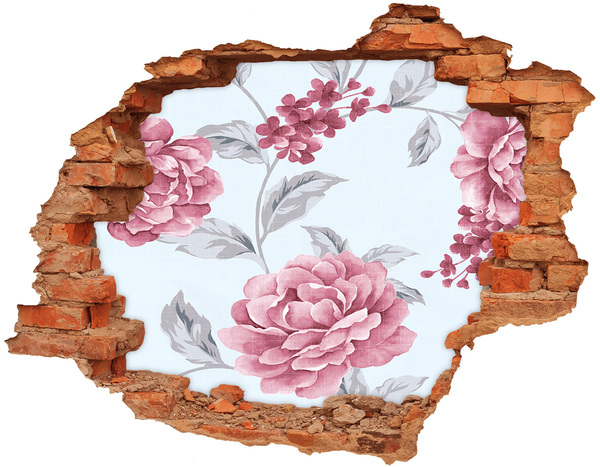 Hole in the wall decal Peonies