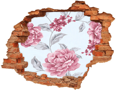 Hole in the wall decal Floral motif on a concrete background