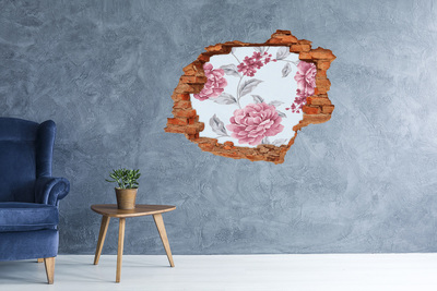 Hole in the wall decal Peonies