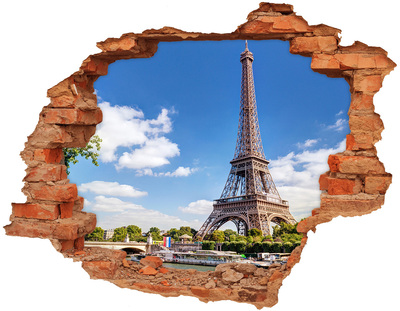 Hole wall sticker The Eiffel Tower in Paris