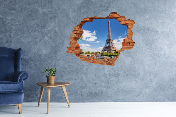 Hole wall sticker The Eiffel Tower in Paris