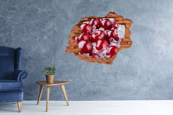 3D wall hole Juicy Cherries on Ice