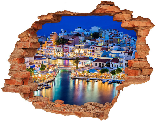 Hole wall sticker A picturesque seaside town