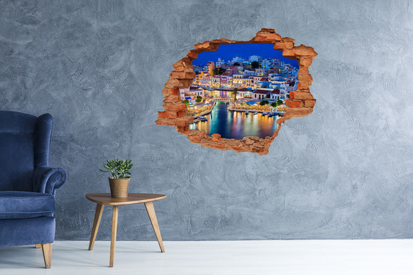 Hole wall sticker A picturesque seaside town