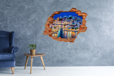 Hole wall sticker A picturesque seaside town