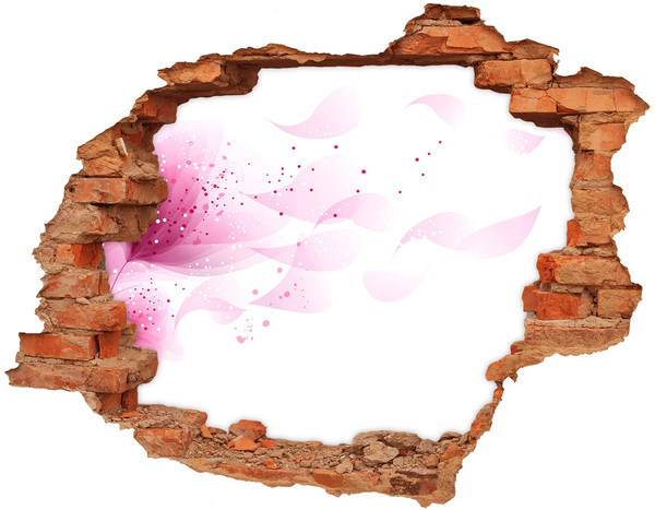 Hole wall sticker Pink wave through the hole in the wall