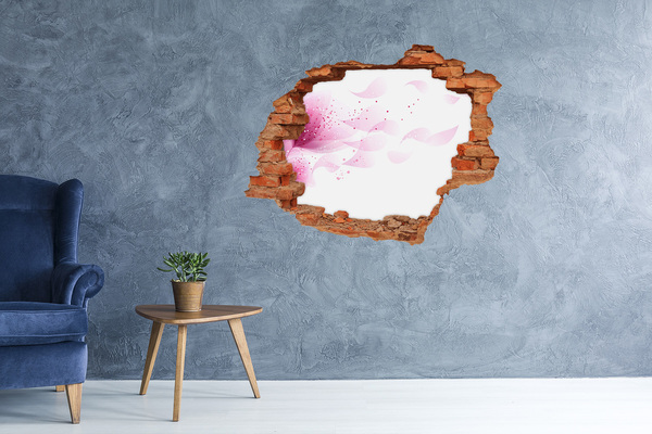 Hole wall sticker Pink wave through the hole in the wall