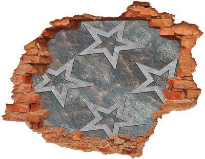 Hole wall sticker Broken wall with stars