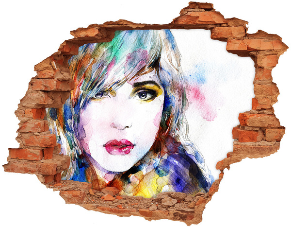 3D wall hole Portrait in a Broken Wall