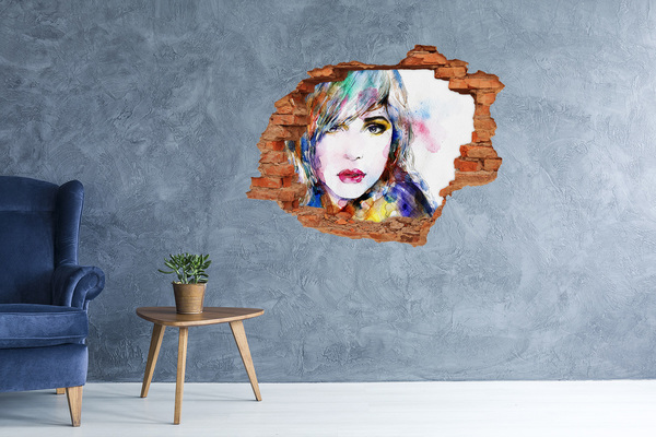 3D wall hole Portrait in a Broken Wall