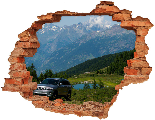 Hole wall sticker Mountain landscape with a lake