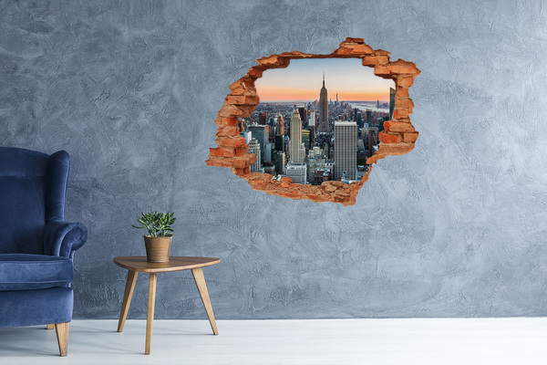 Hole in the wall decal New York at sunset