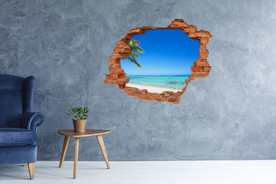 Hole in the wall decal Tropical beach