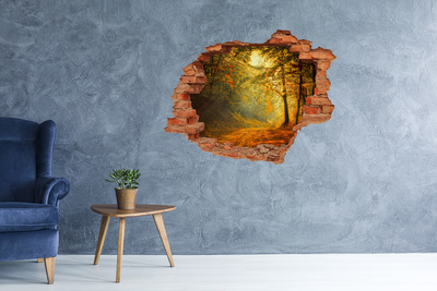 Hole in the wall sticker Golden autumn in the forest