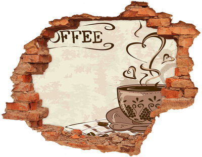 Hole in the wall sticker A charming cup of steaming coffee