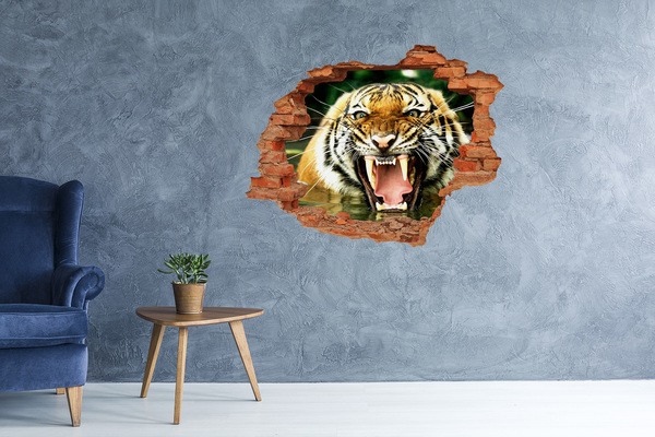 Hole in the wall decal Tiger in action