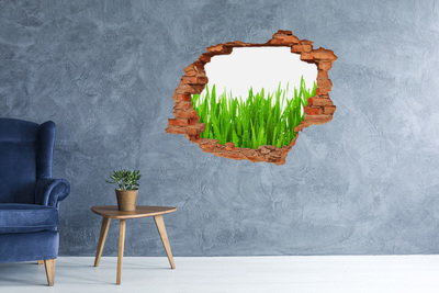 Hole in the wall sticker Green meadow through a hole in the wall