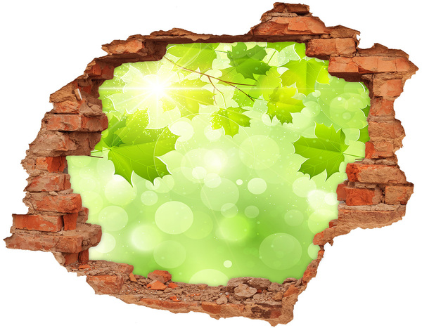 3D wall hole wallpaper A green oasis among the leaves