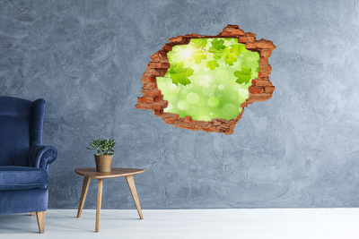 3D wall hole wallpaper Chestnut leaves