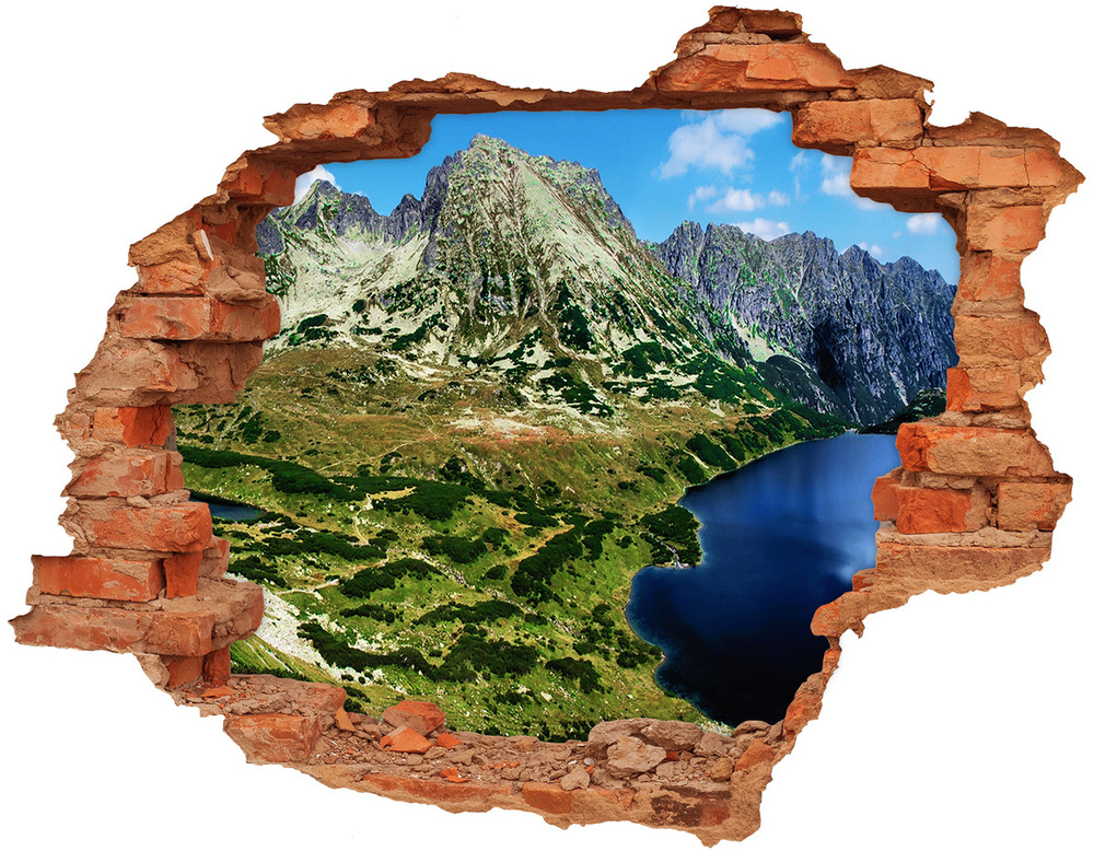 Hole in the wall decal Valley in the mountains