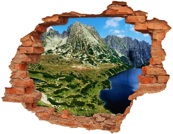 Hole in the wall decal Mountain landscape with a lake