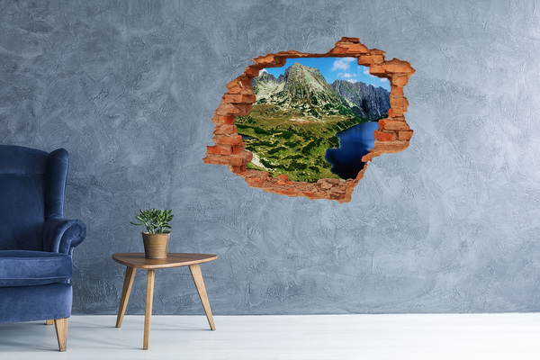 Hole in the wall decal Mountain landscape with a lake