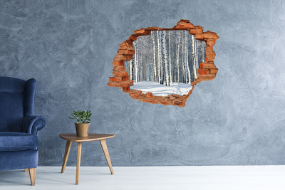 Hole in the wall decal Winter forest in white