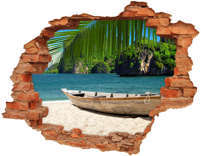 Hole wall sticker Tropical bay with a boat