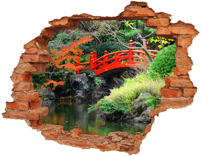 Hole wall sticker Japanese bridge in the garden