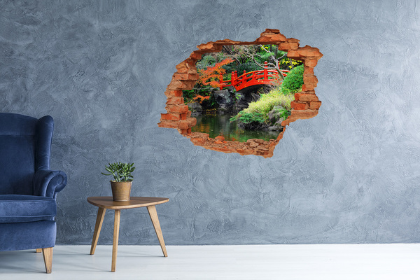 Hole wall sticker Japanese bridge in the garden
