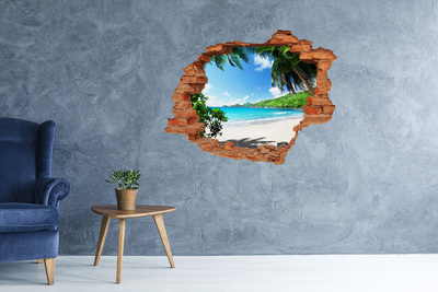 Hole wall sticker Caribbean Beach Through a Hole in the Wall