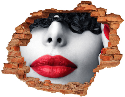 Hole wall sticker Lips in red