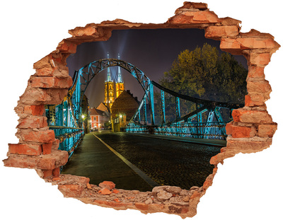 Hole wall sticker The bridge in the night scenery