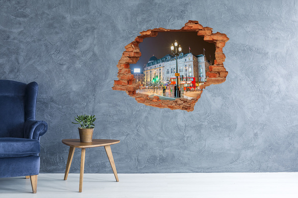 Hole wall sticker London street at night