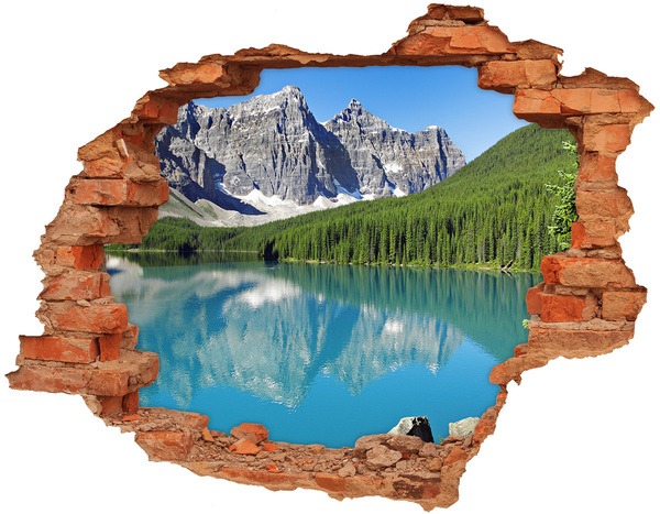 Hole wall sticker Mountain landscape with a lake