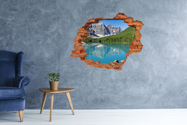 Hole wall sticker Mountain landscape with a lake