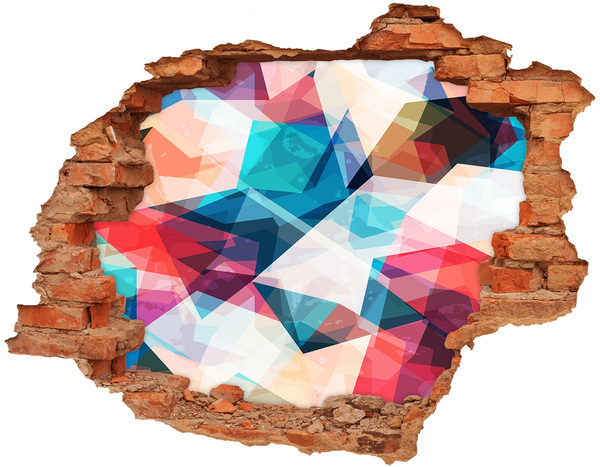 3D wall hole wallpaper Colorful crystal world