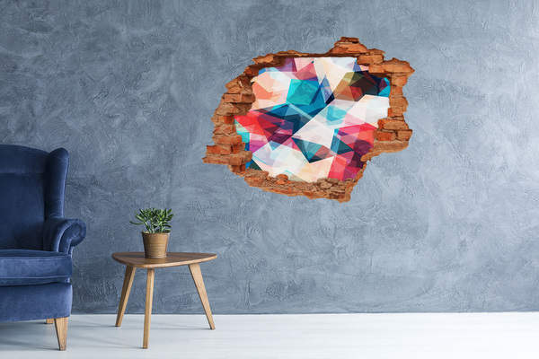 3D wall hole wallpaper Colorful crystal world