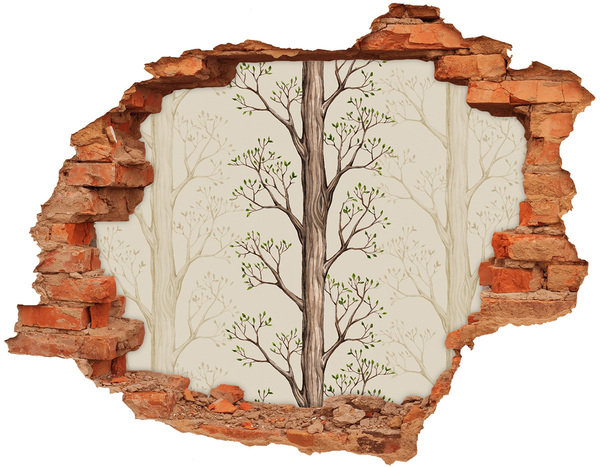3D wall hole Broken wall with a tree
