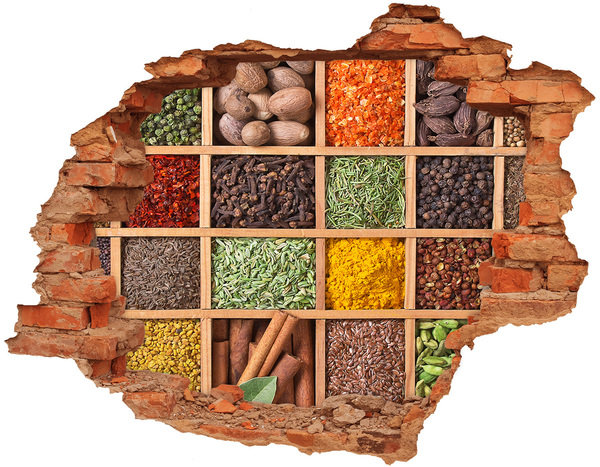 Hole wall sticker A kitchen full of spices