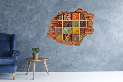 Hole wall sticker A kitchen full of spices