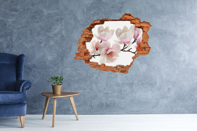 Hole wall sticker Magnolia flowers through a hole in the wall