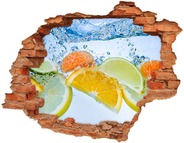 Hole in the wall decal Citruses under water