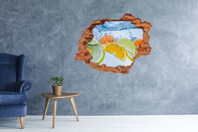 Hole in the wall decal Citruses under water