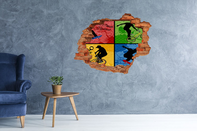 Hole wall sticker Skateboarding in action