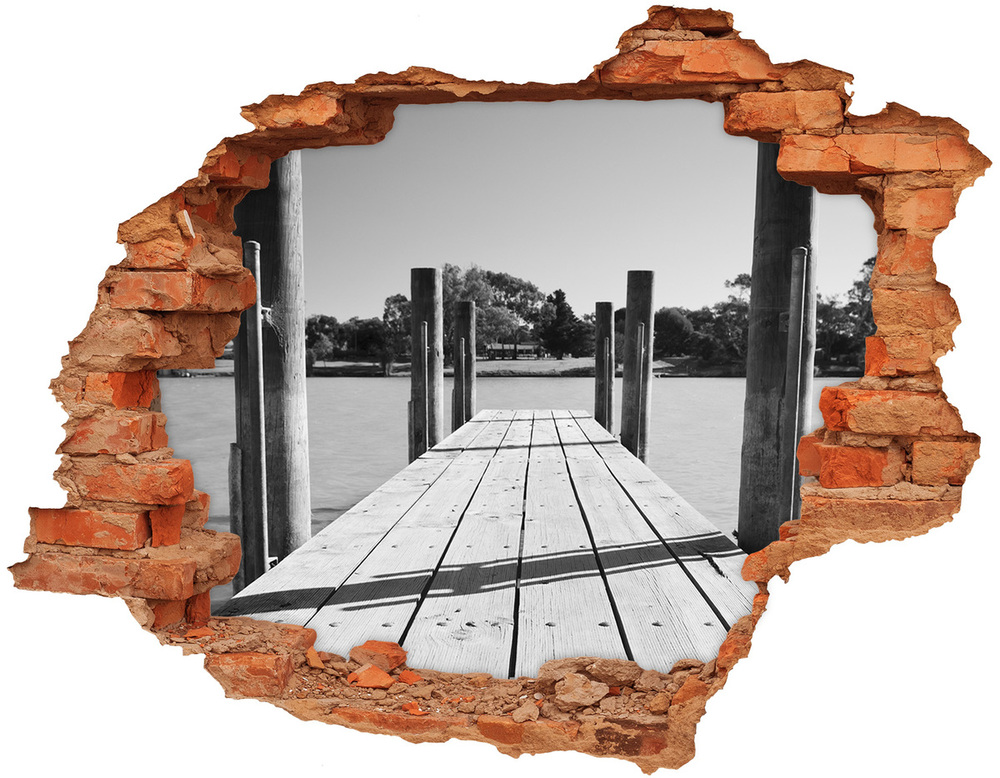 Hole in the wall decal Wooden pier