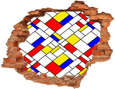 Hole in the wall decal Abstract pattern in the style of Mondrian
